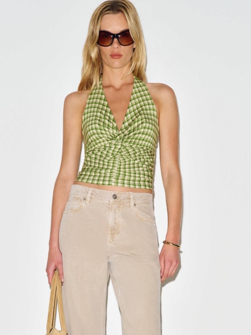 Reformation Sydney knit Top Gingham Halter